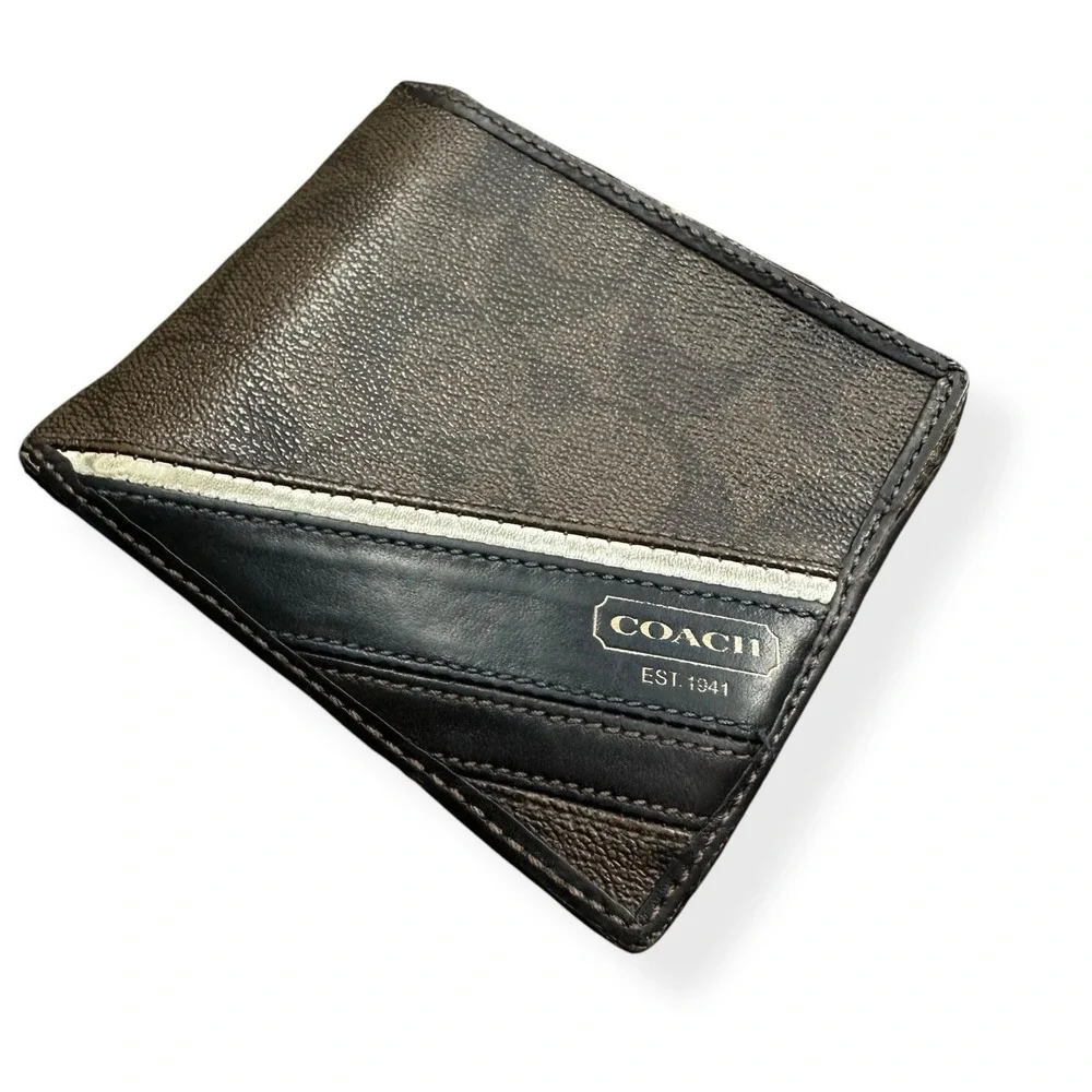Coach Men's Leather Wallet‎ Bifold Striped
